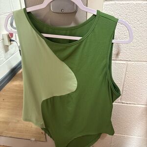 Green Colorblock Sleeveless Bodysuit
